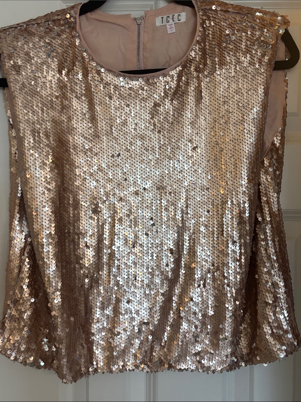 TCEC Rose Gold Sequin sleeveless Top